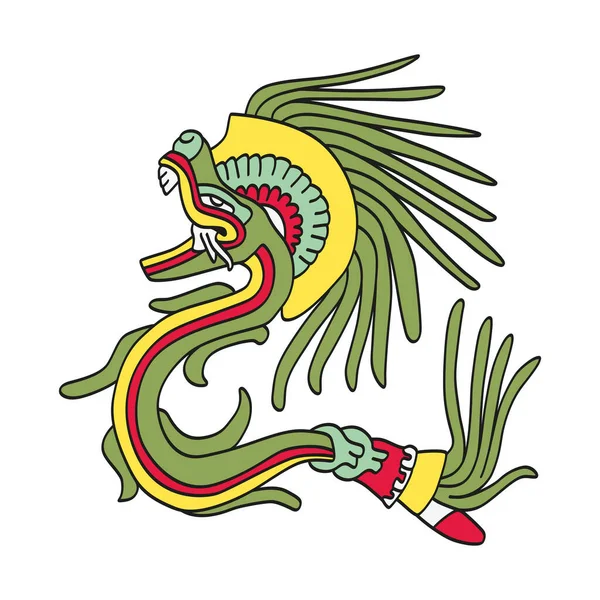 Quetzalcoatl Serpiente Emplumada Dios Azteca Como Representa Codex Telleriano Remensis — Vector de stock