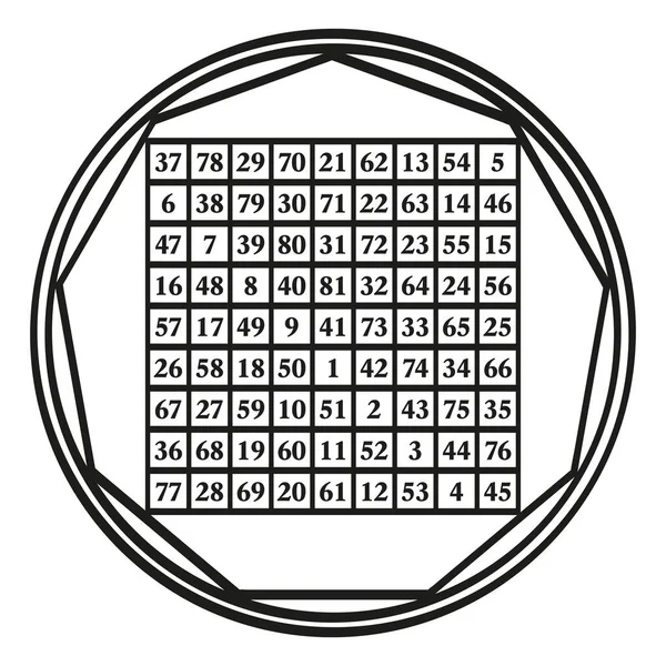 Ordne Neun Magische Quadrate Ein Dem Astrologischen Mond Zugeordnetes Symbol — Stockvektor