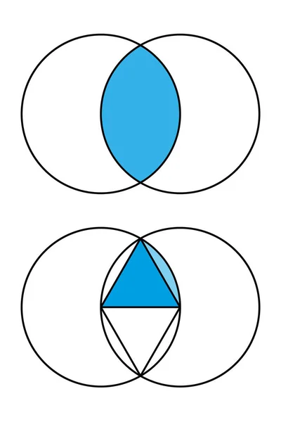 Vesica Piscis Geometric Figure Mathematical Shape Formed Intersection Disks Same — Vetor de Stock