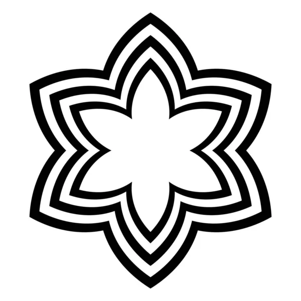 Шість Загострених Символів Зірки Дугоподібними Зміщеними Лініями Три Жирні Лінії — стоковий вектор