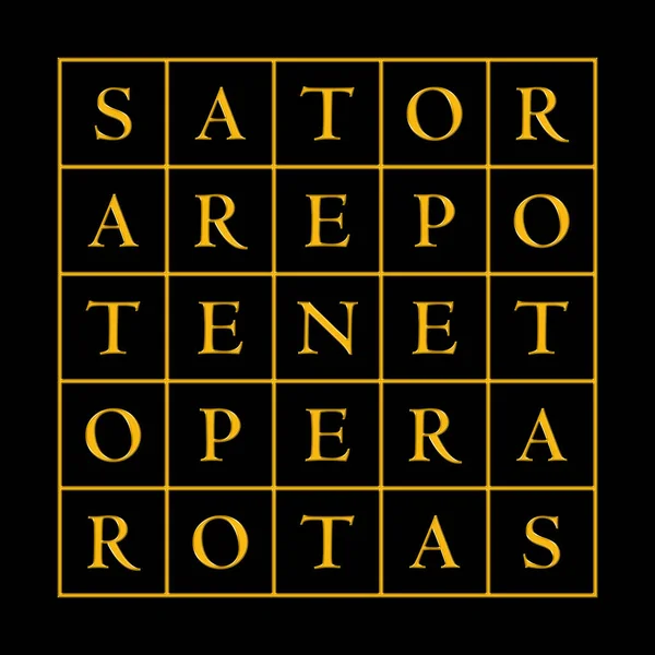 Golden Sator Square Also Rotas Square Black Background Word Square — стоковое фото