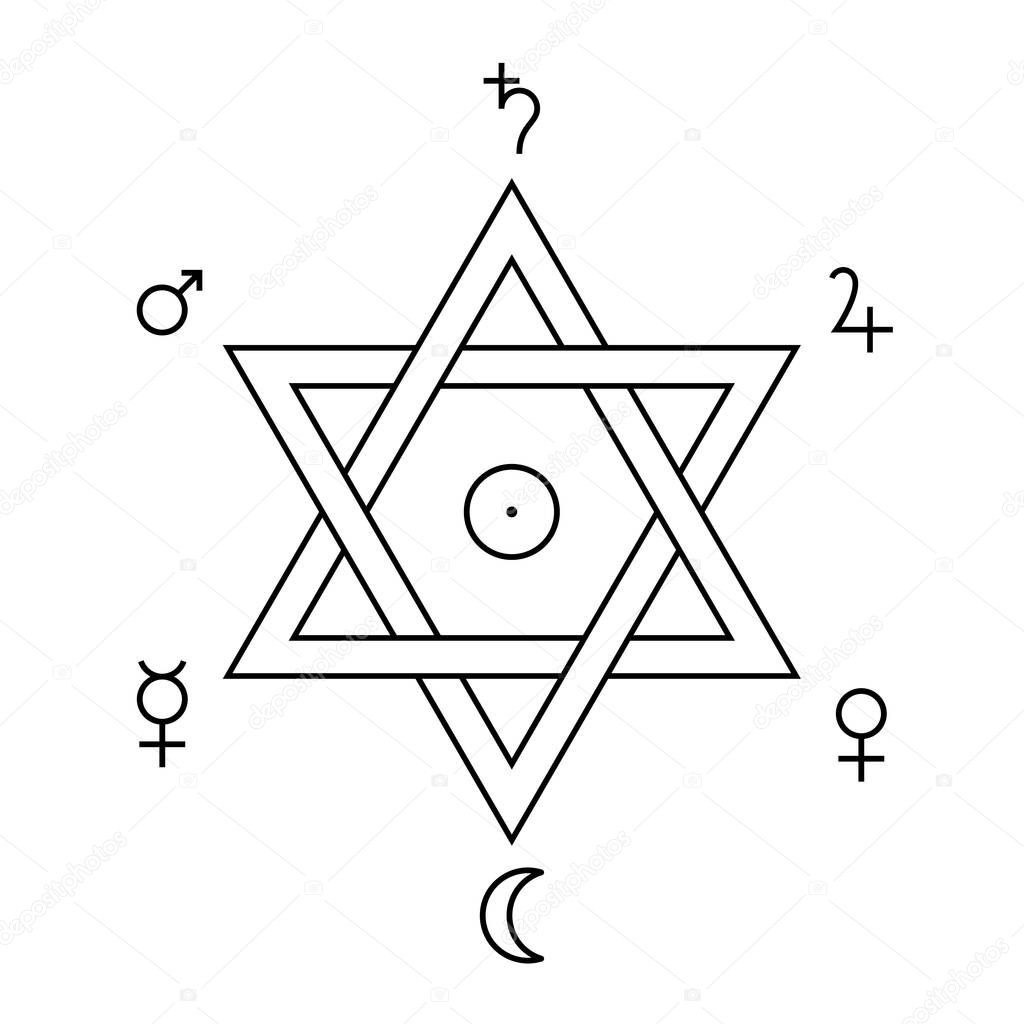 Vettoriale stockSeal Solomon Astrological Signs Hexagram Shaped Symbol  Attributed King Solomon di ©Furian #540807370, image size:1024x1024