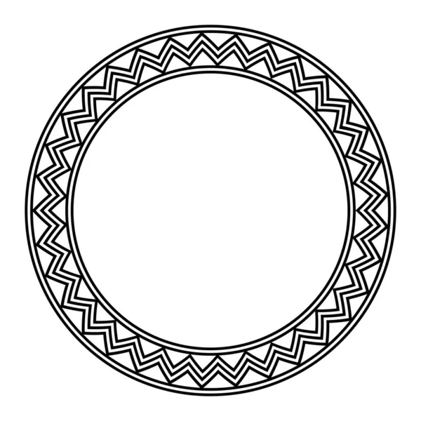 Кругла Рамка Меандром Зроблена Візерунка Зигзагової Лінії Декоративна Кругла Рамка — стоковий вектор