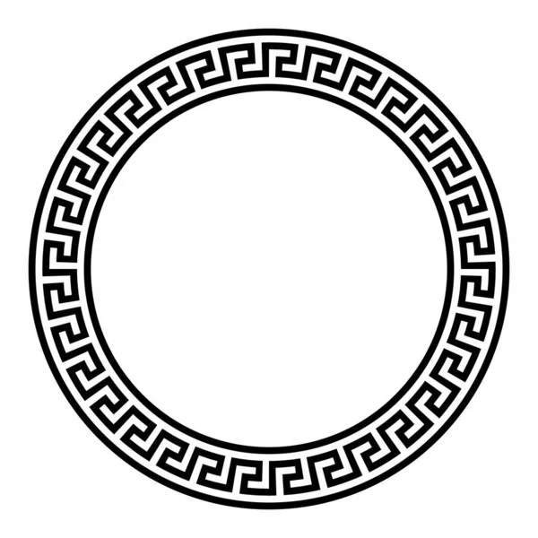 単純な平均パターン サークルフレーム 線で構成された装飾的な丸みのある境界線は 繰り返しモチーフになっています このスタイルは ギリシャの鍵やギリシャのフレットとしても知られている古典的なギリシャとローマで見つけることができます — ストックベクタ