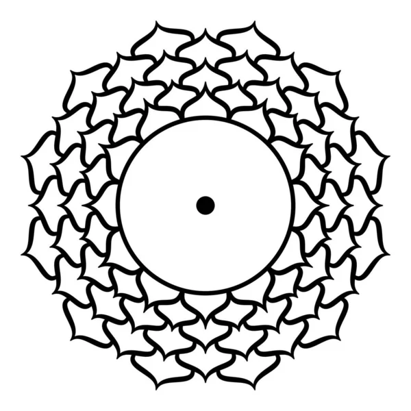 Sahasrara Crown Chakra 意思是千篇一律 第七脉轮 位于头顶上 最高的精神中心 纯洁的意识 花瓣1000瓣 中间有一条斑纹 — 图库矢量图片