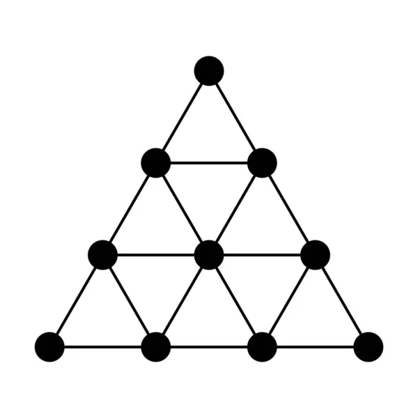 或十进制的四 三角形由10个点组成的三角形图形 分四行排列在毕达哥拉斯的秘密崇拜中 它是一个重要的神秘符号 — 图库矢量图片