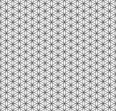 Hayat Çiçeği deseni ve arka plan olarak kullanılacak pürüzsüz fayanslar. Altıgen düzenlenmiş çemberler, bitmeyen her yöne dizilebilen bir çiçek yaprağı deseni oluştururlar. Kutsal geometri. Vektör