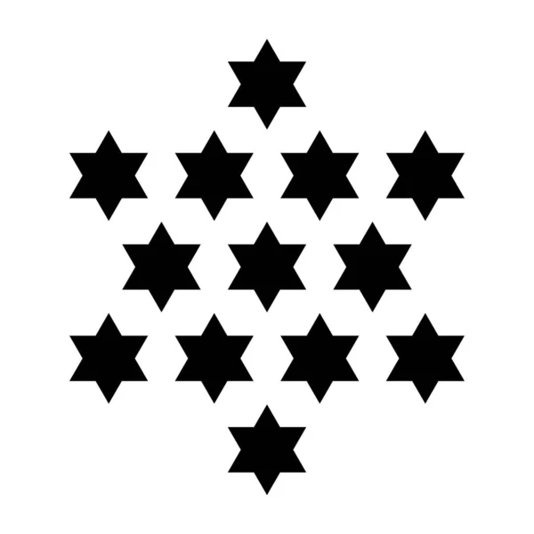 十三颗星13个六面体形成了一颗中心的六角星 如大卫之星 在美国的大印章中使用 也是一个星号或几何图形中的中心数字 — 图库矢量图片