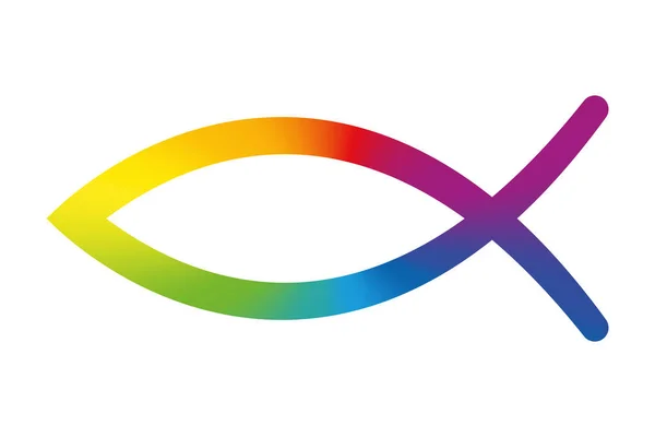 Signo Color Arco Iris Del Símbolo Los Peces Jesús Pescado — Vector de stock