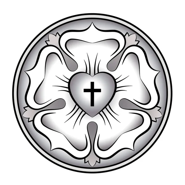 Rosa Lutero Color Plata Sello Caligráfico Lutero Símbolo Del Luteranismo — Archivo Imágenes Vectoriales