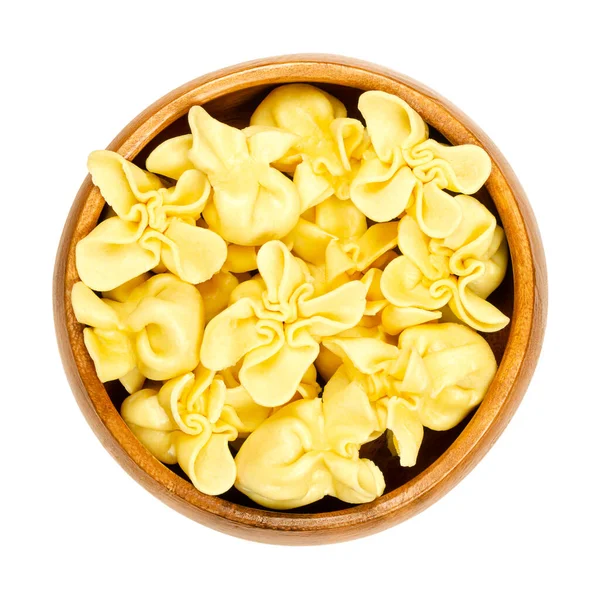Fagottini Fylld Italiensk Pasta Dumplings Träskål Typiskt Form Gjord Genom — Stockfoto