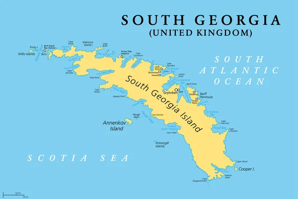 South Georgia Politieke Kaart Deel Van Het British Overseas Territory — Stockvector