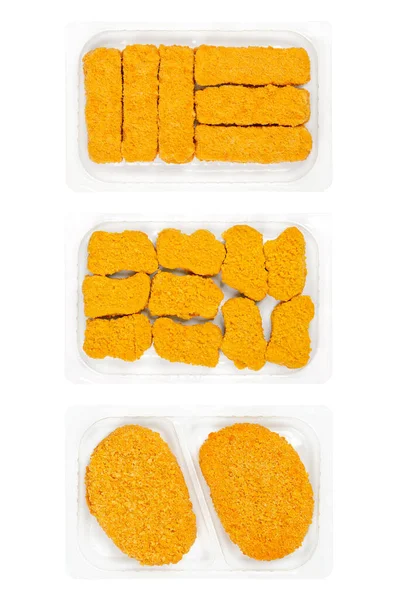 Vegan Roti Tongkat Nugget Dan Cutlets Dalam Nampan Plastik Jelas — Stok Foto