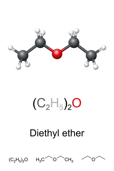 Diethyl Ether Simply Ether Ball Stick Model Molecular Chemical Formula — Image vectorielle