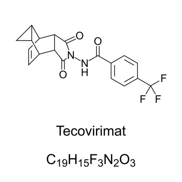 Tecovirimat Fórmula Química Estructura Esquelética Medicamentos Antivirales Con Actividad Contra — Archivo Imágenes Vectoriales