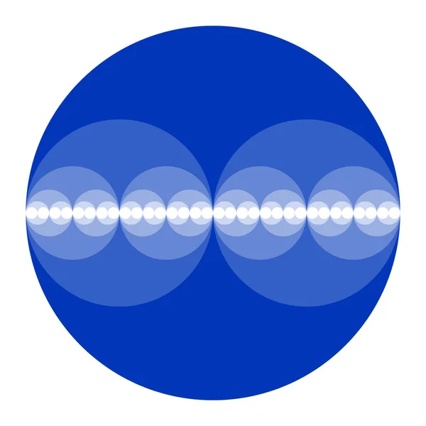 Niebieskie Okręgi Tworzą Sekwencję Binarną Kółka Zmniejszone Połowę Średnicach Pokazujących — Wektor stockowy