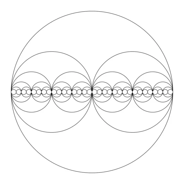 Cirkels Vormen Een Binaire Sequentie Cirkels Gehalveerd Diameters Die Kracht — Stockvector