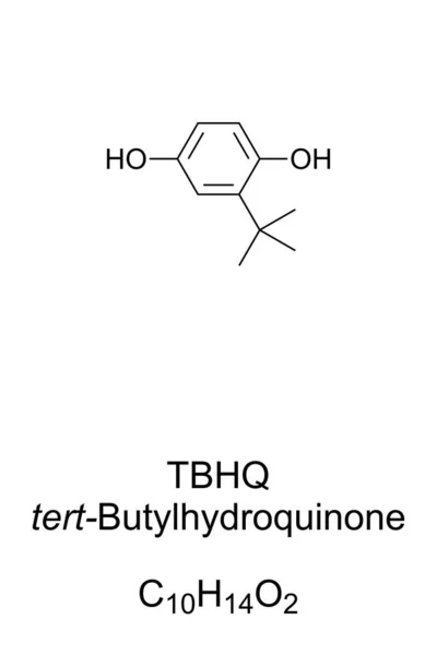 Tbhq Tert Butylhydrochinon Chemische Formule Structuur Ook Tertiair Butylhydrochinon Een — Stockvector