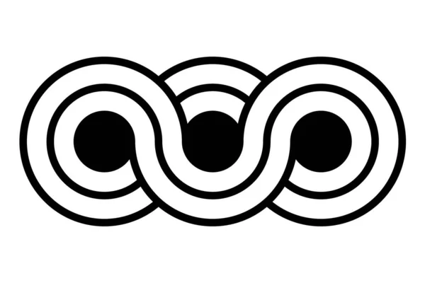 Triple Infinity Symbol Three Circles Staggered Border Lines Connected Each — Vector de stoc