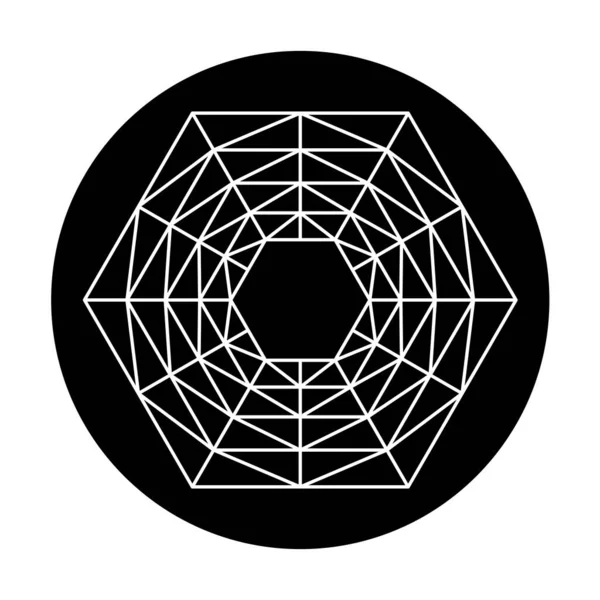 Hexagon White Symmetrical Grid Pattern Black Circle Five Regular Polygons — Vetor de Stock