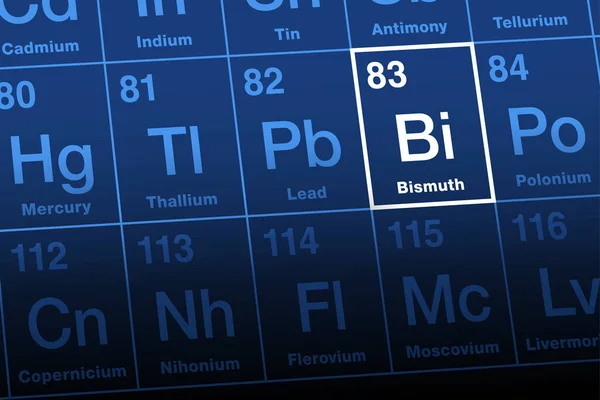 Bismut Układzie Okresowym Radioaktywny Post Przejściowy Element Metalowo Chemiczny Symbolem — Wektor stockowy