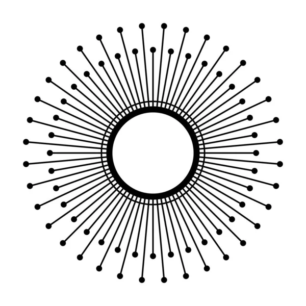Sun Symbol Solar Disk Six Times Twelve Rays Light Dots — Vettoriale Stock