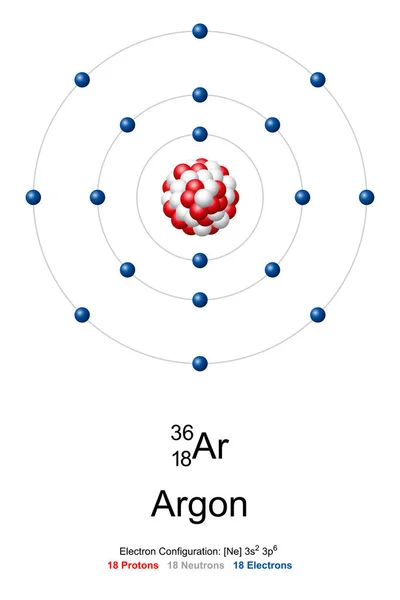 Argon Atomový Model Chemický Prvek Vzácný Plyn Symbolem Atomovým Číslem18 — Stockový vektor