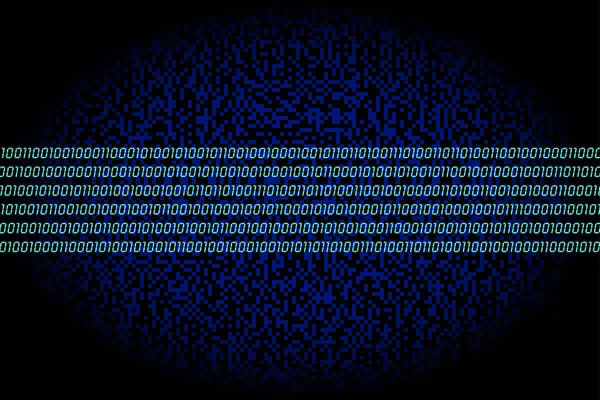 Data Highway Band Six Turquoise Rows Consisting Zeros Ones Binary — Stockvektor