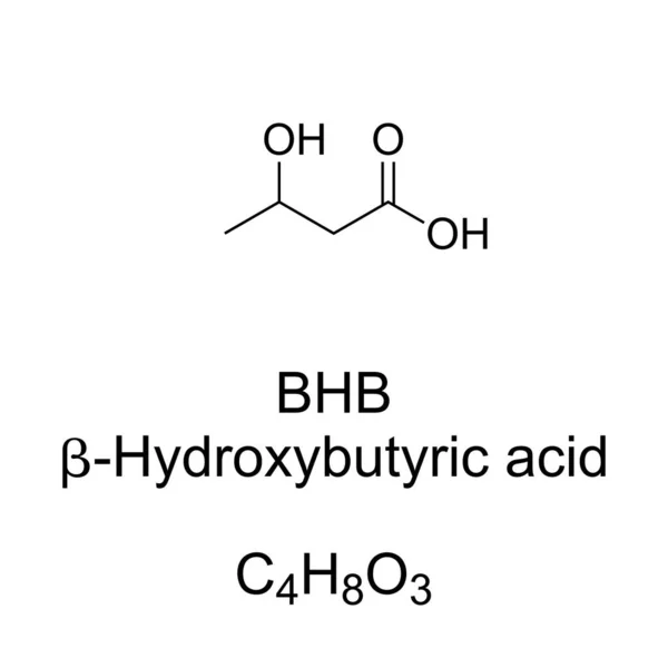 Bhb Beta Hydroxybutyric Acid Chemical Formula Beta Hydroxybutyrate Conjugate Base — Vector de stock