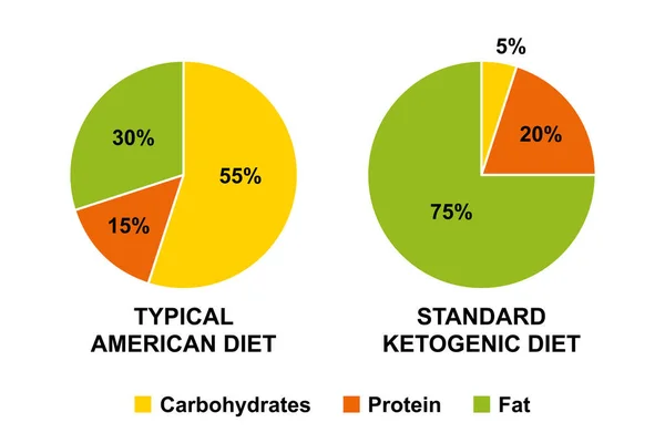 American Ketogenic Diet Percentages Carbohydrates Protein Fat Percentages Typical American — Stock Vector