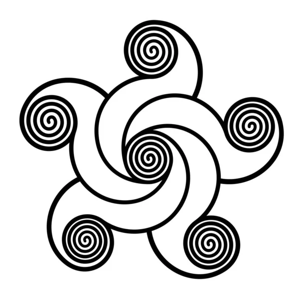 Spirals Forming Pentagram Shaped Star Five Pointed Star Made Spirals — Image vectorielle