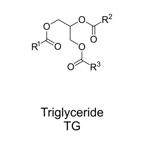 Triglyceride Chemical Structure Also Triacylglycerol Triacylglyceride Ester Derived Glycerol Fatty — Stockvektor