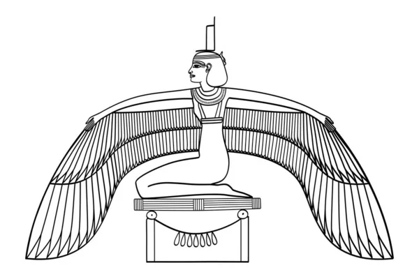 Winged Isis Goddess Ancient Egyptian Religion Osiris Myth She Resurrects — Stockvector