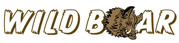 Wild Boar Capital Letters Wild Hog Symbol Shaggy Fur Sharp — Stockvektor