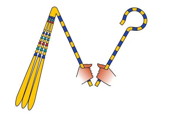 Crook Flail Symbols Ancient Egypt Heka Nekhakha Originally Attributes God — Vector de stock
