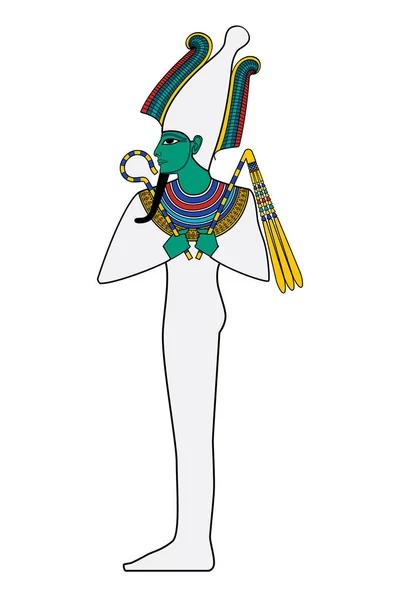 Osiris Ancient Egypt God Afterlife Dead Resurrection Turquoise Skin Pharaoh — Archivo Imágenes Vectoriales