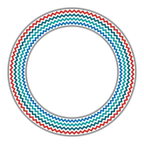 Візерунок Зігзаг Кругла Рамка Стилі Стародавнього Єгипту Декоративний Круглий Кордон — стоковий вектор