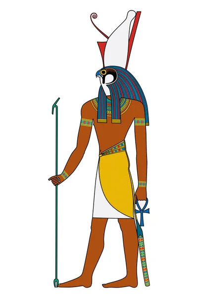 Horus God Kingship Sky Ancient Egypt Tutelary Deity Depicted Falcon — 图库矢量图片