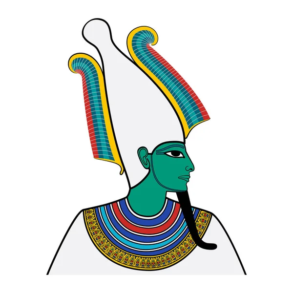 Osiris Portrait God Afterlife Dead Resurrection Ancient Egypt Depicted Greenish —  Vetores de Stock