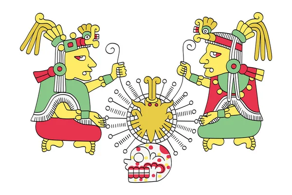 Ometeotl Dual Gods Aztec Mythology Ometecuhtli Omecihuatl Tonacatecuhtli Tonacacihuatl Pair — Stockvektor