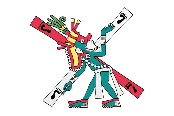 Xolotl Crossroads Aztec God Fire Lightning Monsters Misfortune Sickness Deformities — ストックベクタ