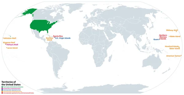 Territoires Des États Unis Carte Politique Divisions Administratives Infranationales Les — Image vectorielle