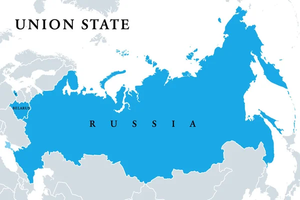 Unión Estado Estados Miembros Mapa Político Oficialmente Estado Unión Rusia — Vector de stock