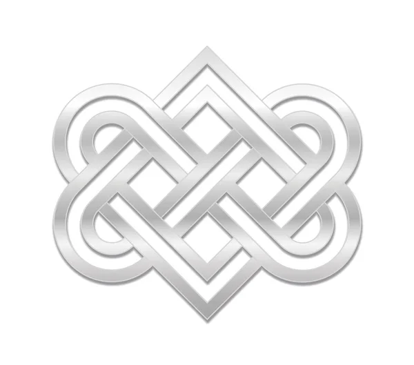 Ancient Love Knot Celtic Heart Shaped Silver Symbol Representing Connectedness — Stock Vector