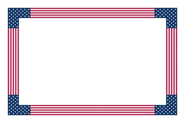 Мотив Американского Флага Прямоугольная Рамка Граница Выполненная Звёздами Полосами Основана — стоковый вектор