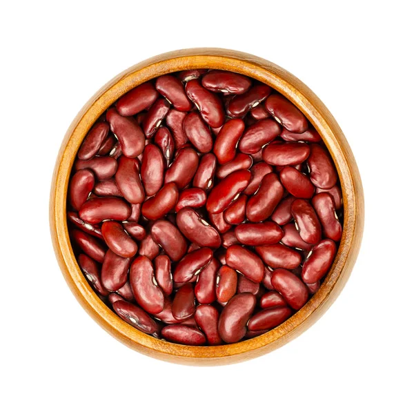 Frijoles Rojos Tazón Madera Frijoles Secos Variedad Del Frijol Común — Foto de Stock