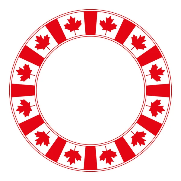 加拿大国旗的主题 圆形框架 装饰圆形边界 由重复的加拿大国旗图案 也被称为枫叶 孤立的图解 白色背景 — 图库矢量图片