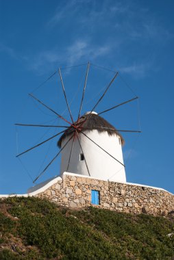 mykonos island, Yunanistan geleneksel yel değirmeni
