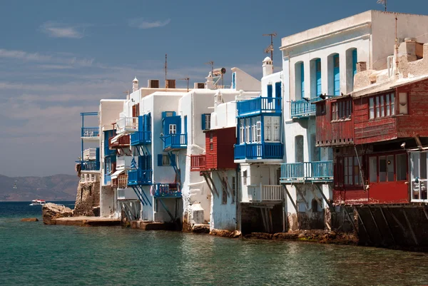 Panorámás kilátás nyílik a kis Velencében, Mykonos, Görögország — Stock Fotó