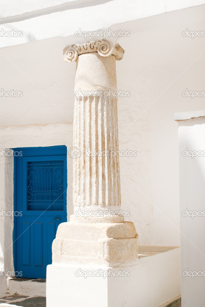 Traditional greek ionian pillar on Sifnos island, Greece